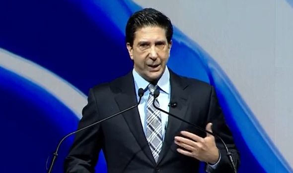 דיוויד שווימר בוועידת האנטישמיות השנתית / צילום מסך מיוטיוב